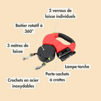 Laisse Tandem Anti-Emmêlement - A La Niche©